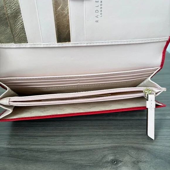 Radley London Hole Lotta Fun Large Leather Flapover Wallet Red - Picture 7 of 9